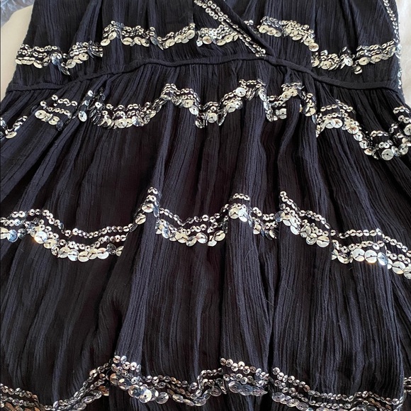 Free People Intimately Make It Rain Sequin mini dress tie back full skirt silver - Picture 9 of 15